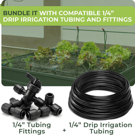 Carpathen 1/4 inch tubing kit layout shows a complete drip irrigation solution