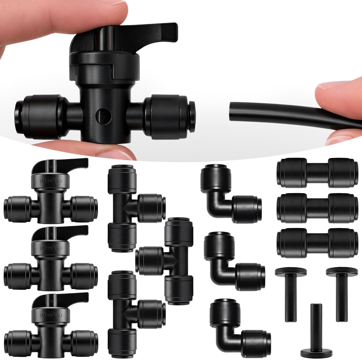 Carpathen tee connector for 1/4 inch tubing enabling flexible irrigation layouts