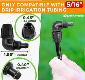 Carpathen drip tubing elbow barb 0.42 in OD secures efficient watering.
