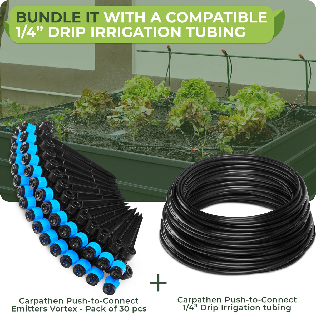 Carpathen easy-clean drip heads help prevent clogs and maintenance
