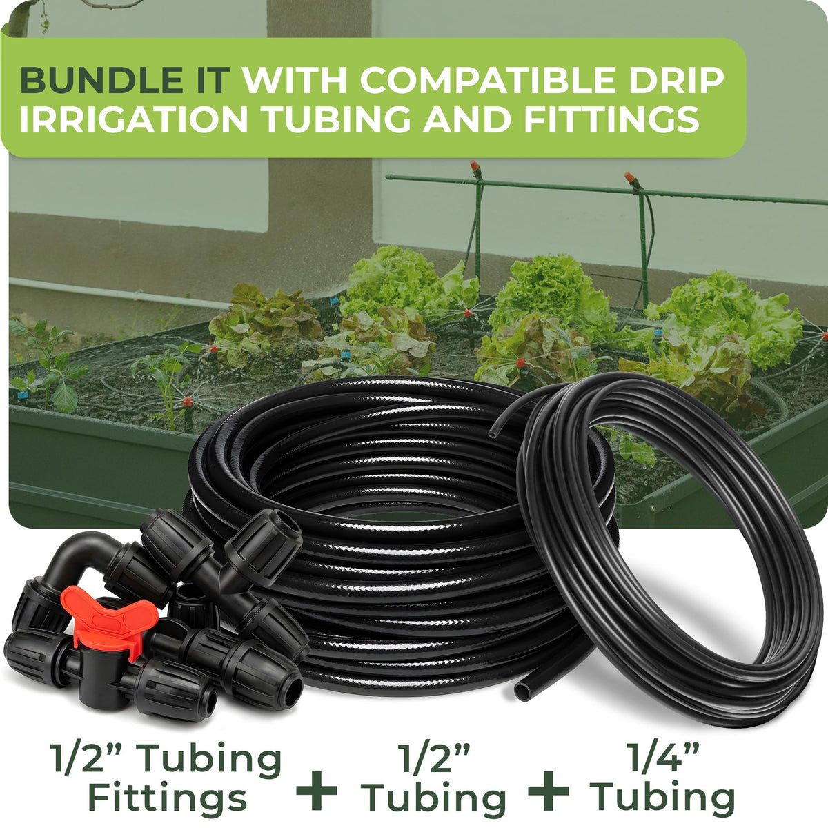 Carpathen drip fittings provide leak-free barbed connections for steady irrigation flow.