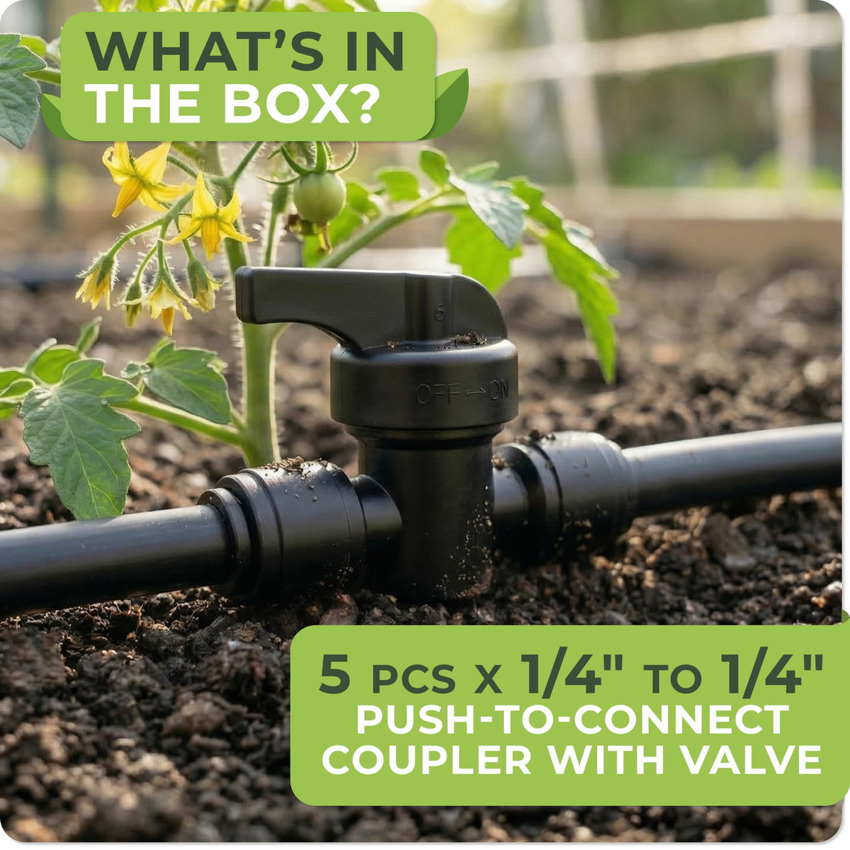 Carpathen quick-connect tubing demonstration in garden setup