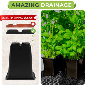 CARPATHEN square seedling pots with inlaid drainage holes for proper moisture management
