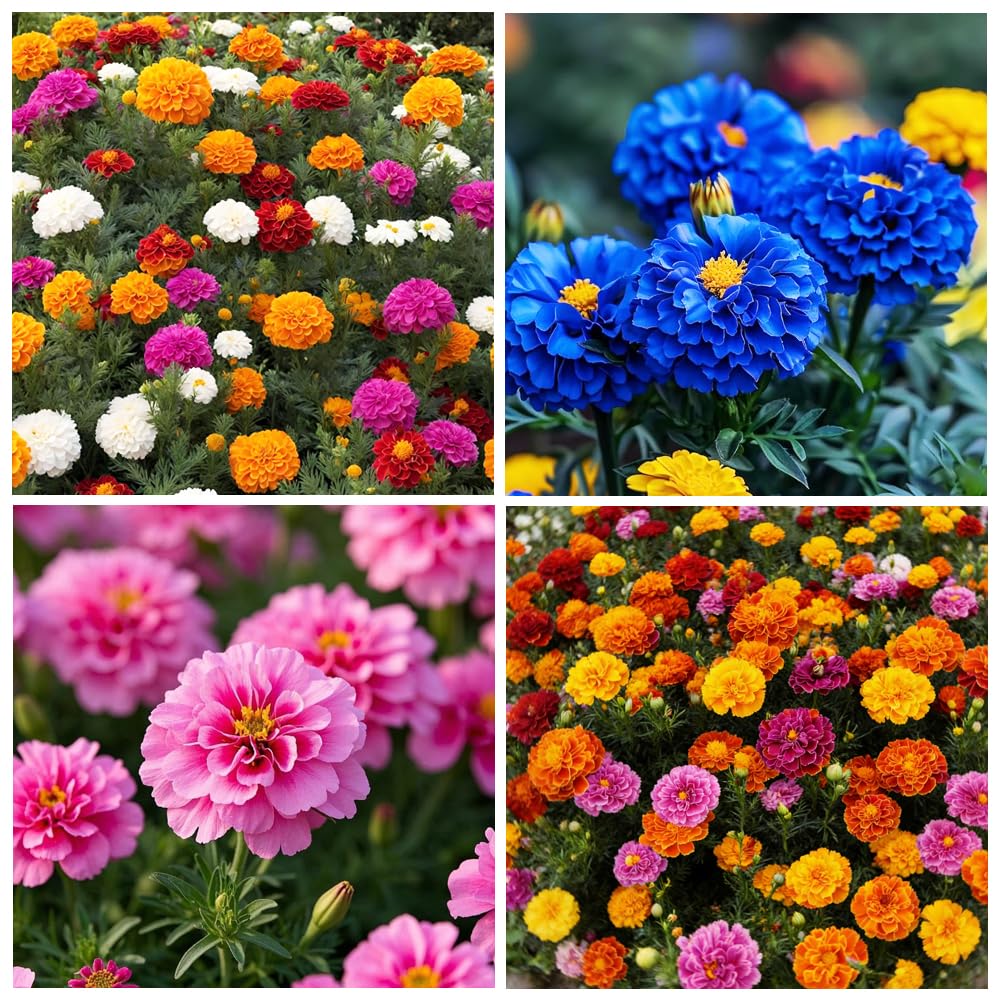 Carpet Creeping 900+ French marigold seeds bloom in vibrant colors for beds.