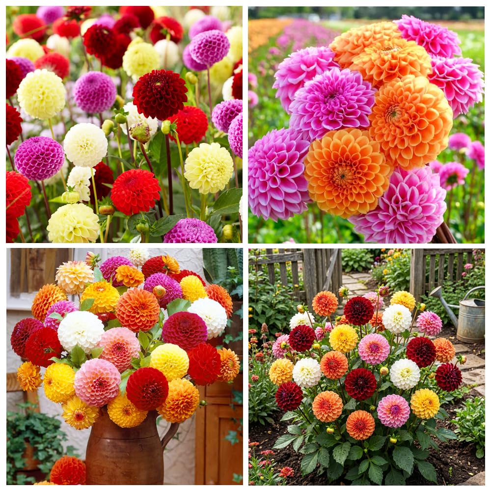 Carpet Creeping Dahlia Pompon blooms brighten garden borders.