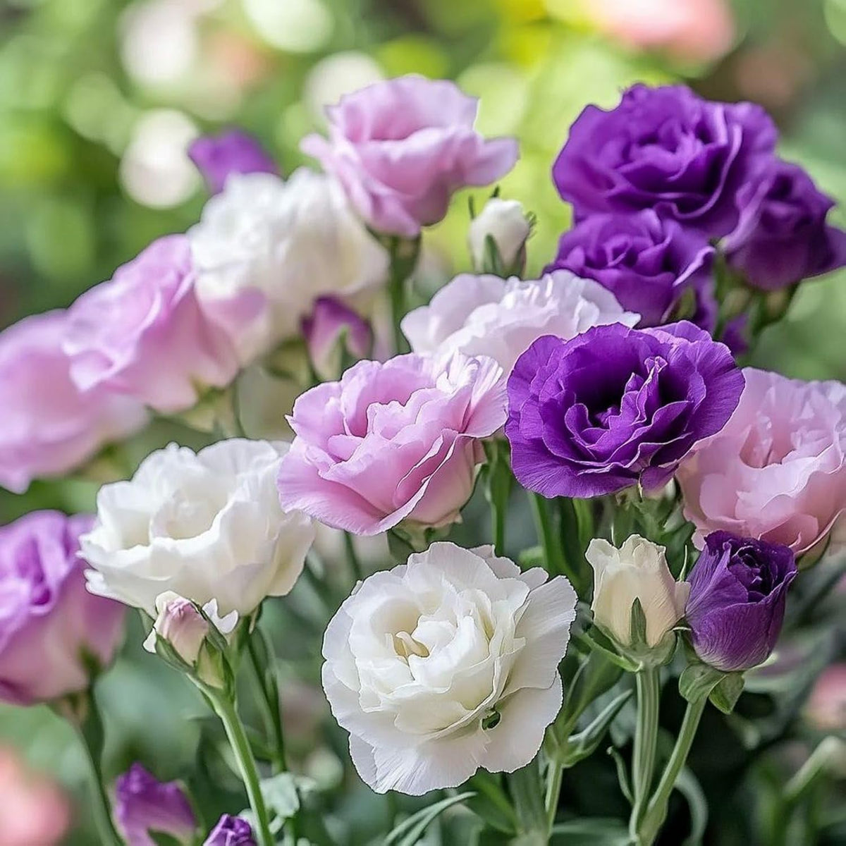 Carpet Creeping heirloom non-GMO lisianthus seeds bag supports diverse color blooms