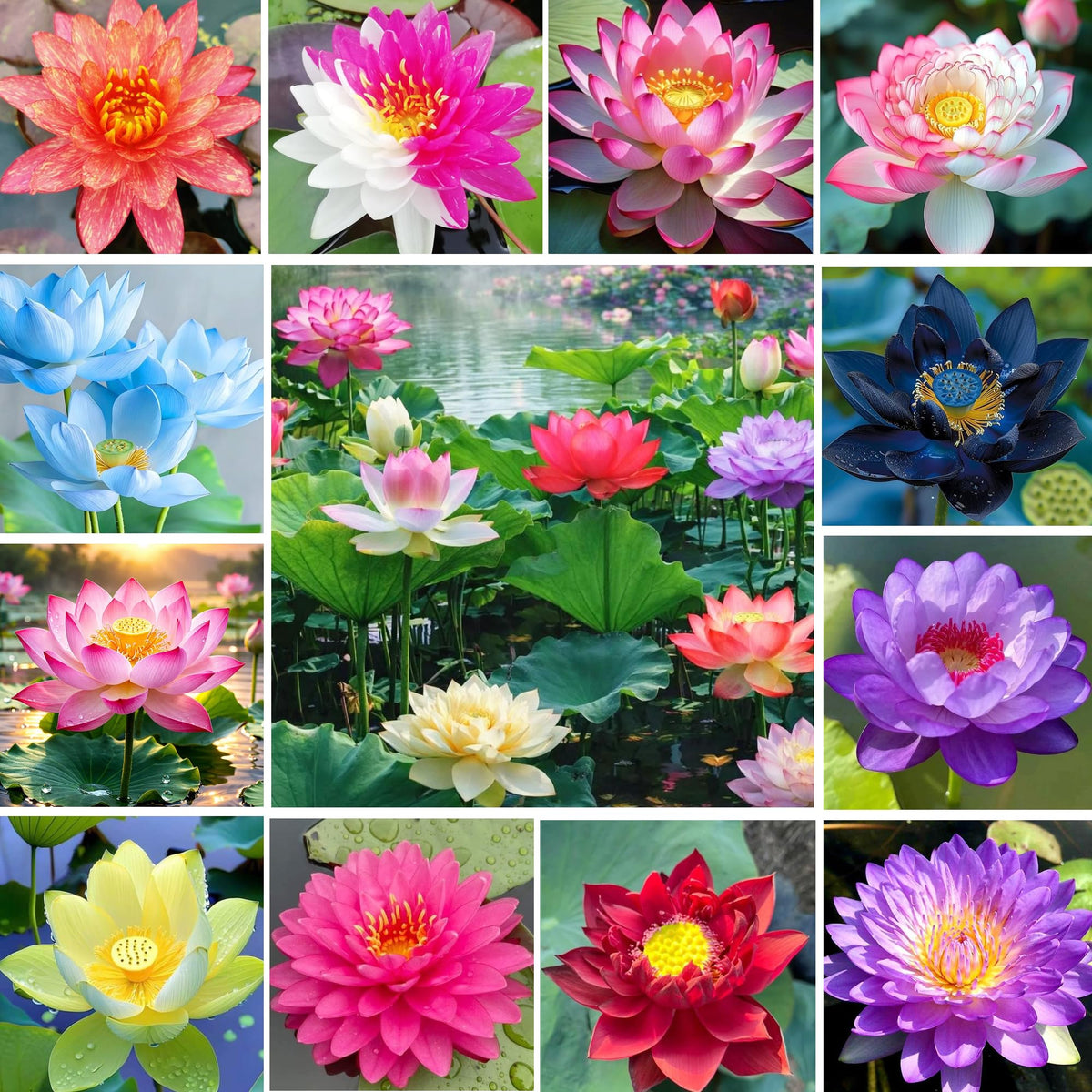 Carpet Creeping bowl lotus seeds mix pack ready to start an outdoor pond display.
