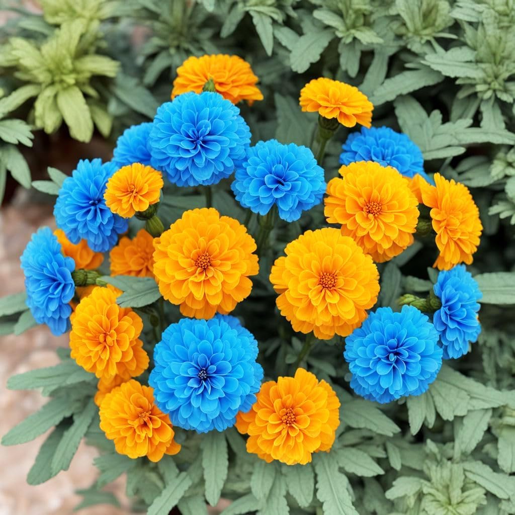 Carpet Creeping marigold seeds container-display features compact blooms
