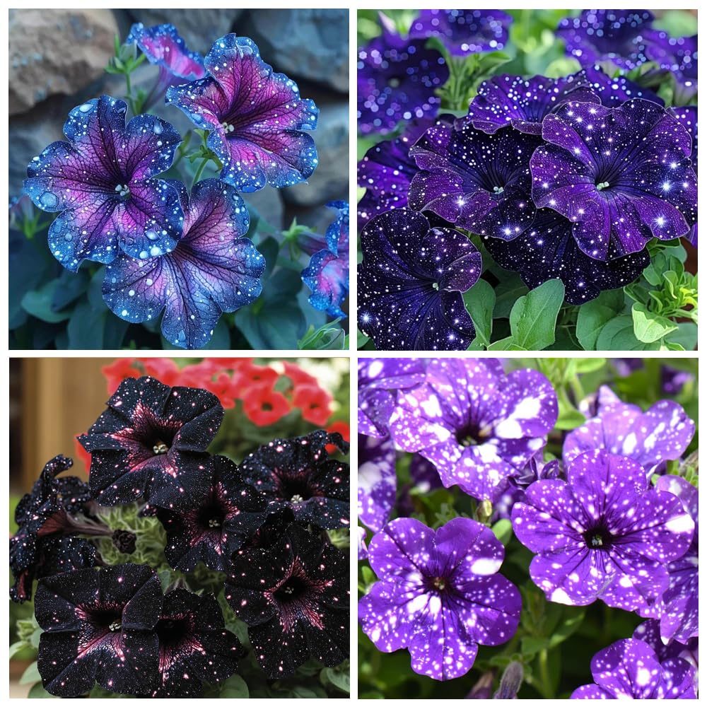 Carpet Creeping Night Sky Petunia Seeds germination-in-soil shows early growth.