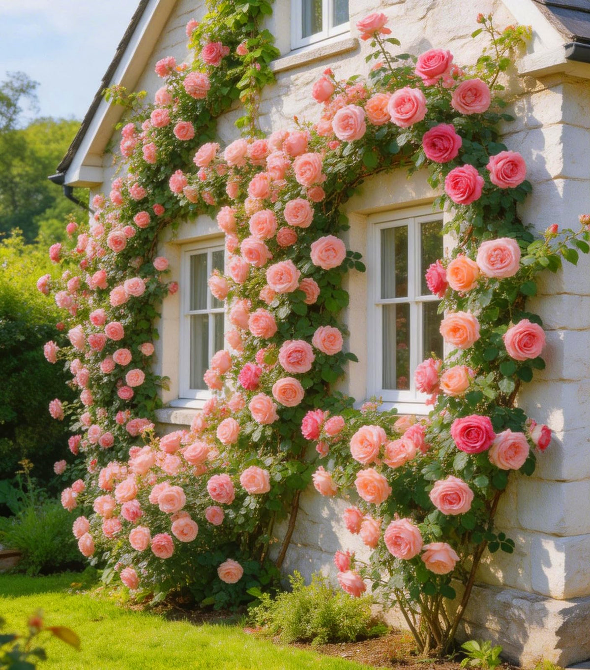 Carpet Creeping wind-tolerant rose vine thrives in windy outdoor spaces.