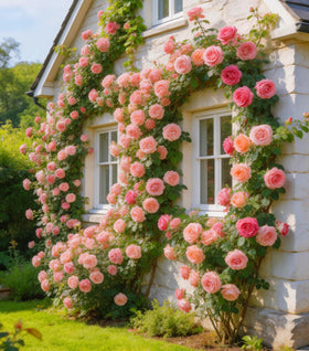 Carpet Creeping wind-tolerant rose vine thrives in windy outdoor spaces.