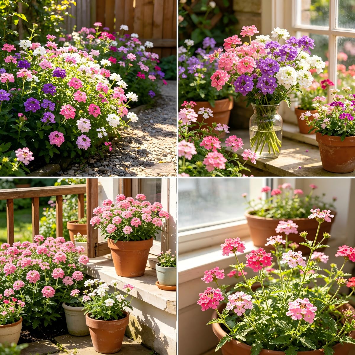 Carpet Creeping CarpetC verbena seeds form dense bloom clusters perfect for containers.