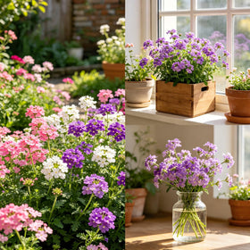Carpet Creeping CarpetC verbena seeds show trailing growth ideal for sunny borders.