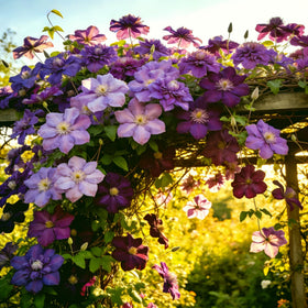 Plant Carpet Creeping Clematis seeds on a trellis or arbor for height.