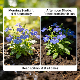 Container garden idea with Lobelia for patio color