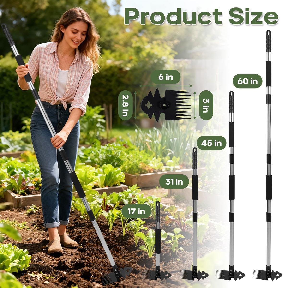Carrie Rowe 9-tooth head weeder designed for efficient root removal