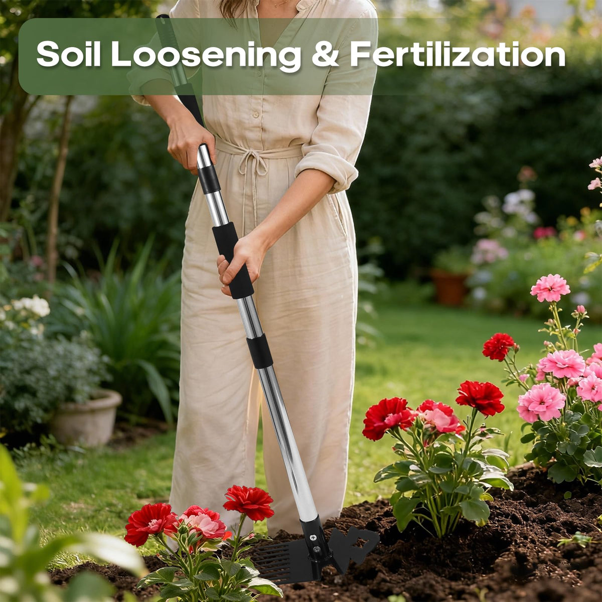 Carrie Rowe backyard garden helper for uprooting weeds without bending