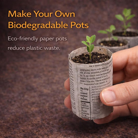 Carrot Design 2-inch starter pot demonstrates perfect size for early transplants.