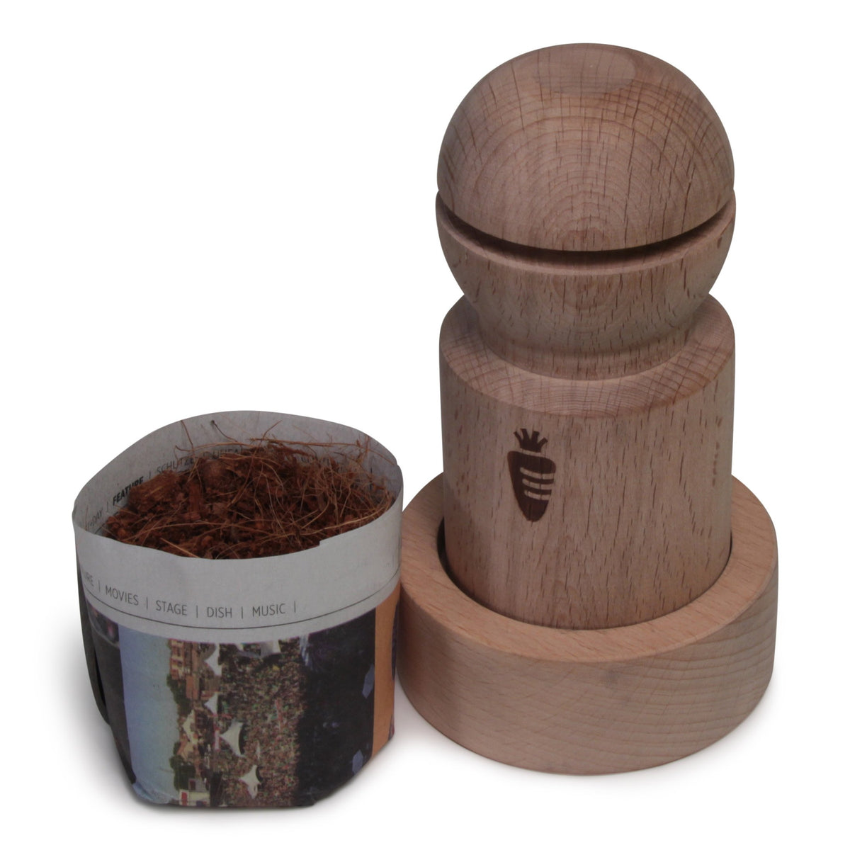 Carrot Design seedling pot in use encourages home gardening and sustainable practices.