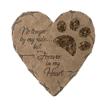 Carson Beadwork garden stone with paw print for memorial display indoors or outdoors