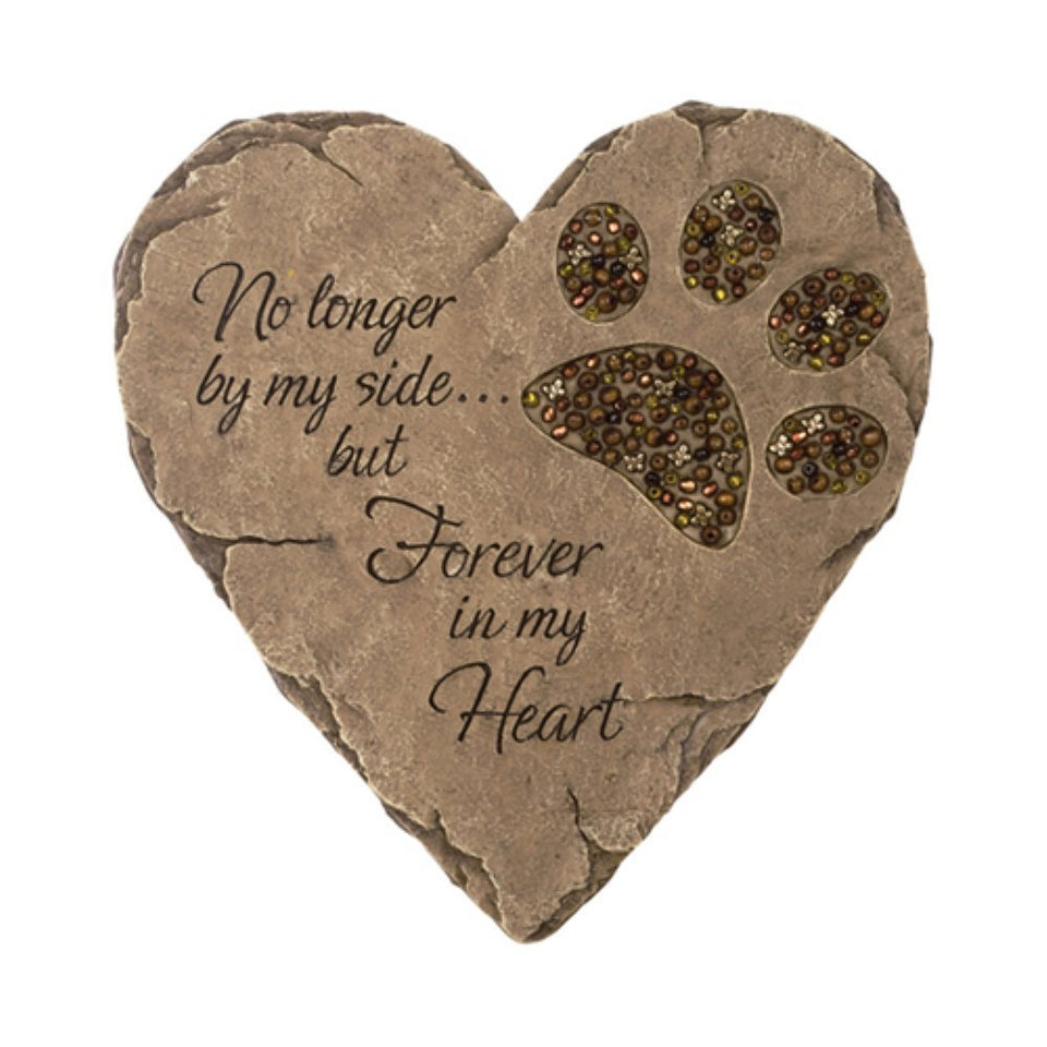Carson Beadwork garden stone with paw print for memorial display indoors or outdoors