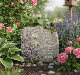 Carson Silent Reflections memory stepping stone glow-in-the-dark, ideal for illuminating evening garden paths.