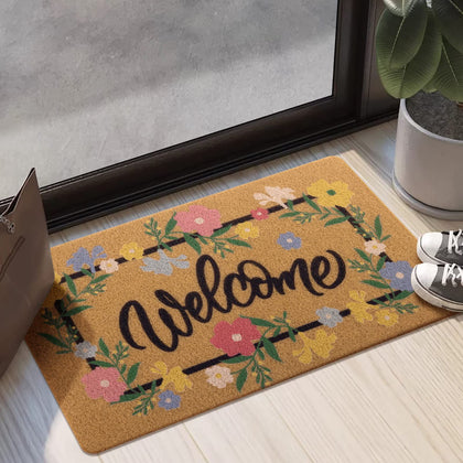 Carvapet artificial coir doormat textured surface captures dirt for cleaner entryways.
