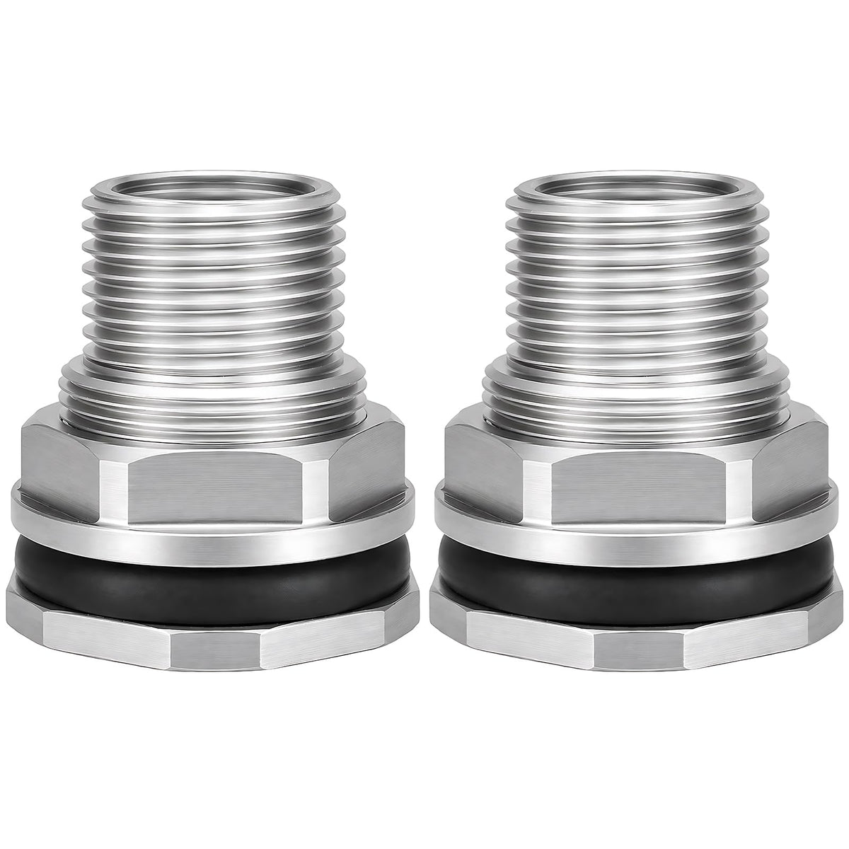 Carvedexquisitely stainless steel bulkhead fitting front view highlights durable construction