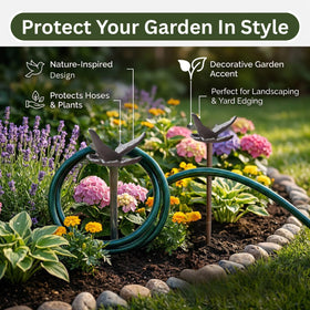 Carvers Olde Iron 19-inch stake supports stable hose routing.