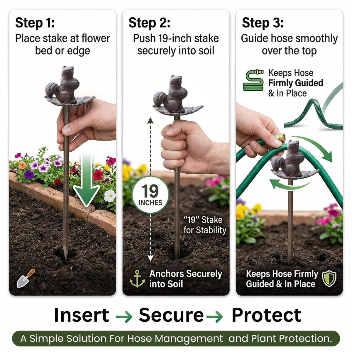 Helps protect delicate landscaping while watering by guiding hoses away from beds.