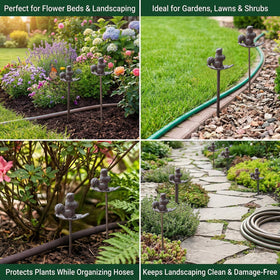 Ideal for flower beds, edging, and pathways with organized hose management.
