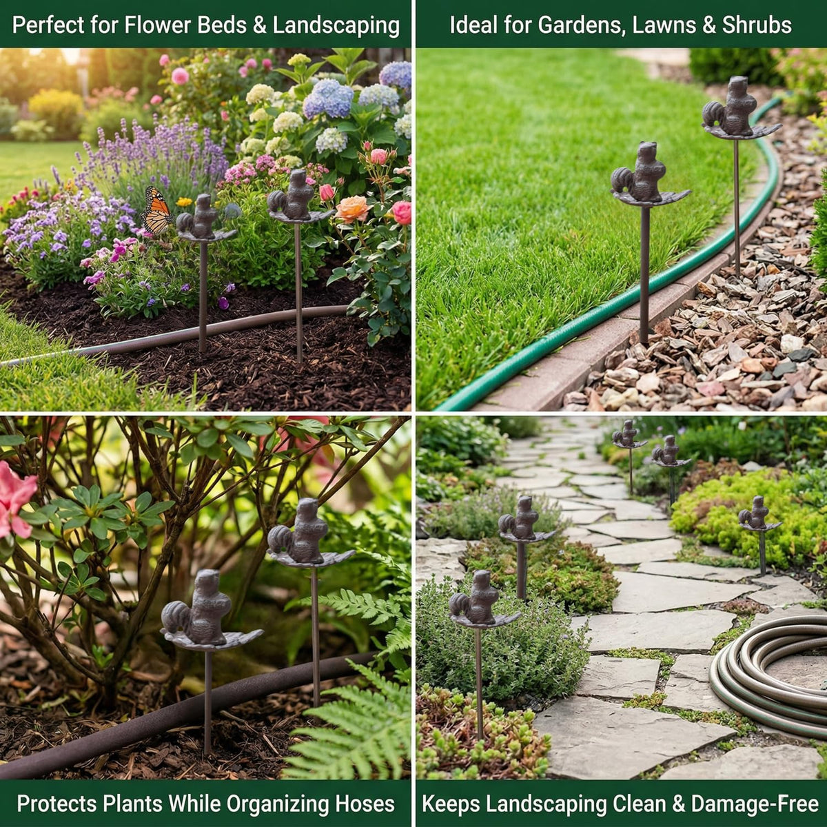 Ideal for flower beds, edging, and pathways with organized hose management.