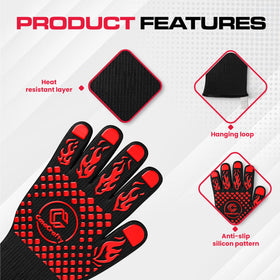 Casacrafty Pro-Series BBQ Gloves aramid layer for durable heat and cut resistance.