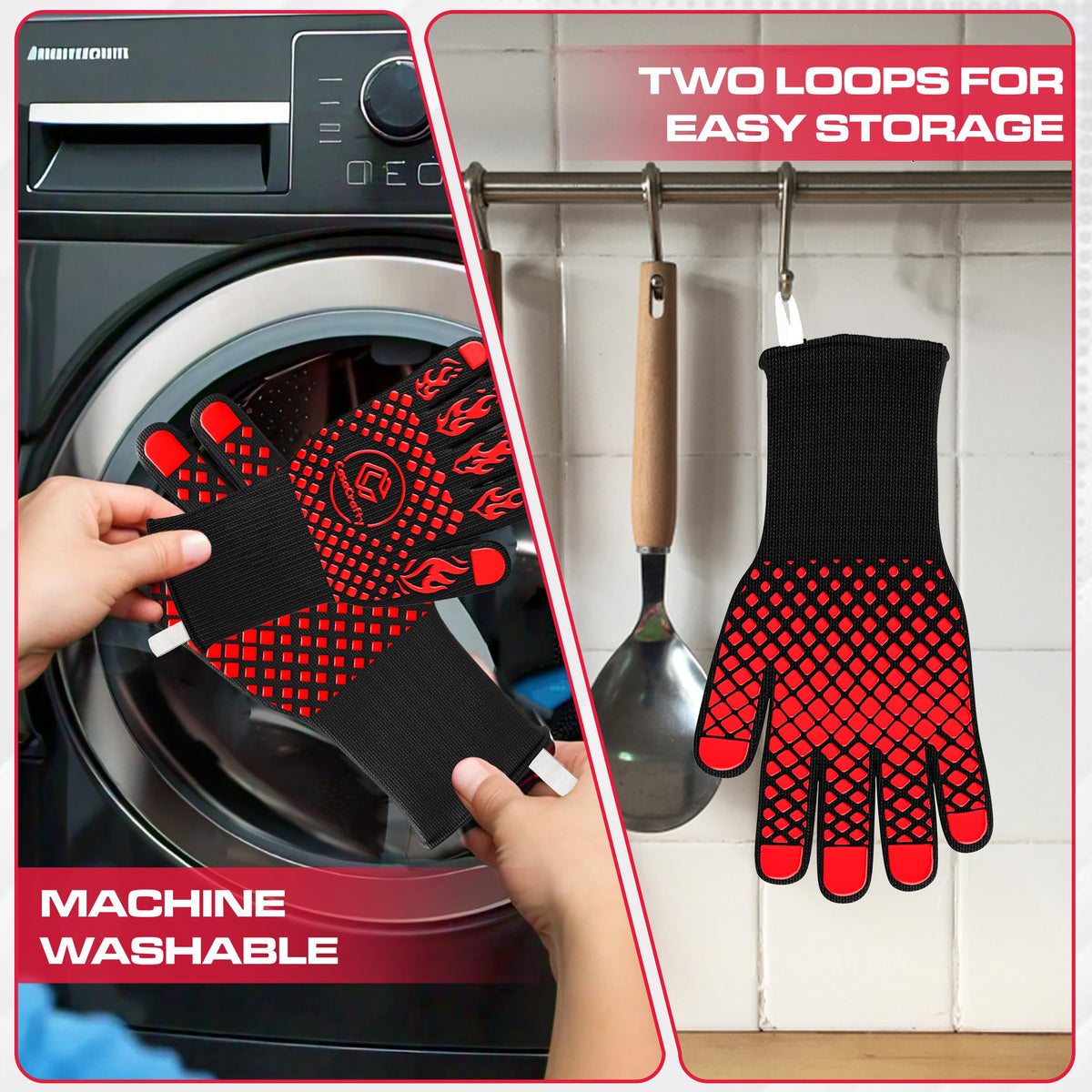 Casacrafty Pro-Series BBQ Gloves ideal for grilling, baking, camping and cooking.