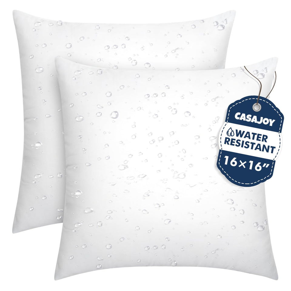 CASAJOY Pack2 16x16 outdoor pillow insert with water-resistant performance for patio use.
