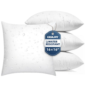 Casajoy pack of four 16x16 outdoor pillows, ideal for patio décor.