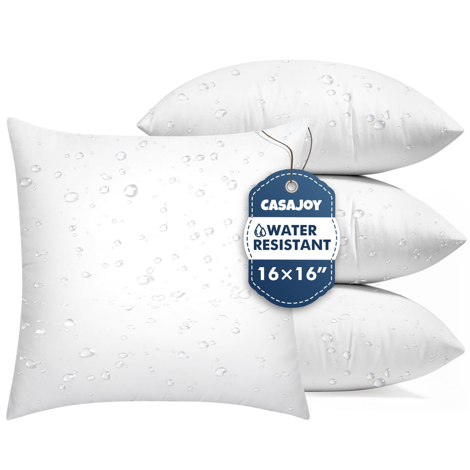 Casajoy pack of four 16x16 outdoor pillows, ideal for patio décor.