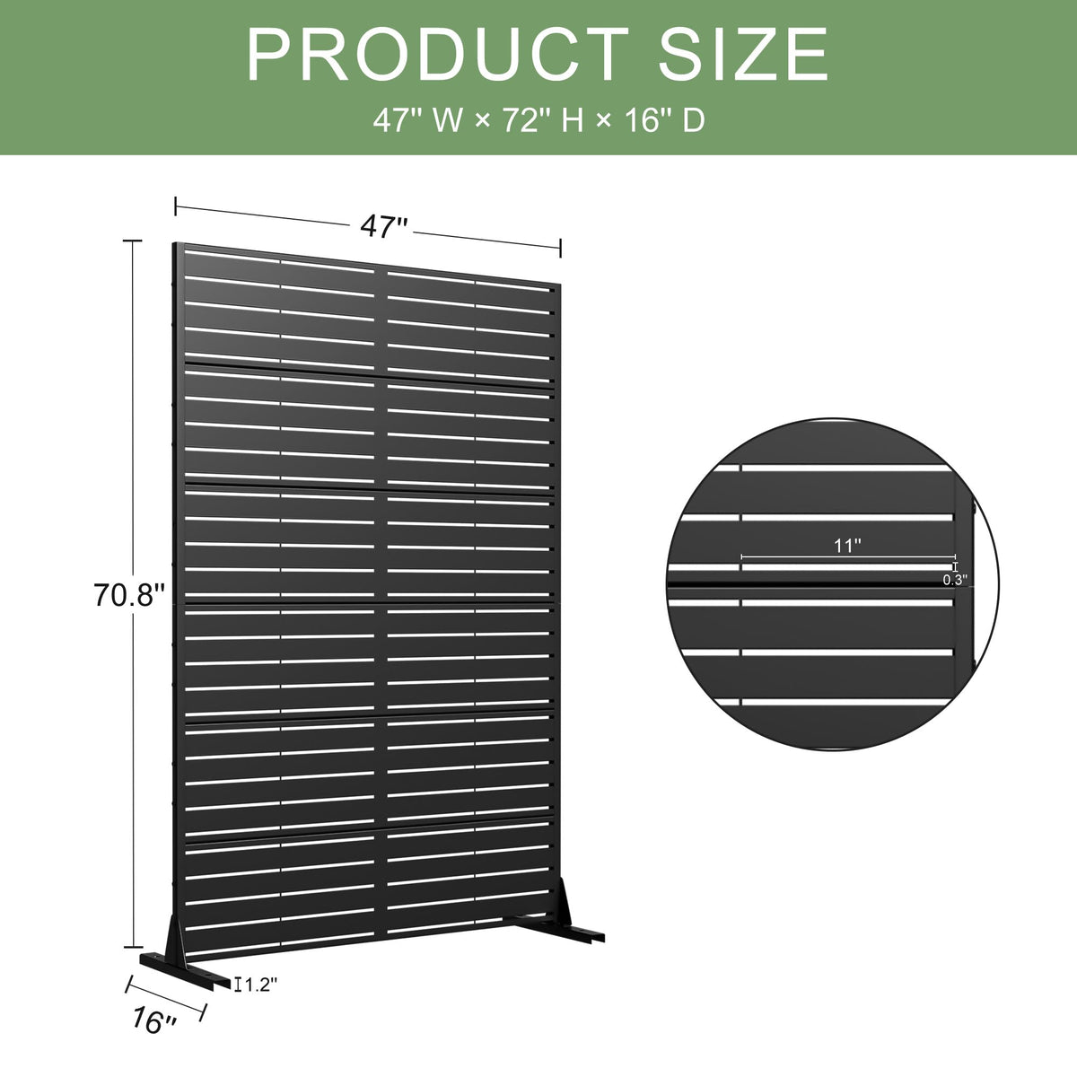 Casaphoria privacy screen 72x47 side view for versatile outdoor placement