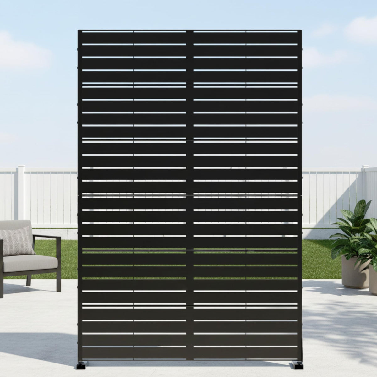 Casaphoria metal privacy screen outdoor, louvered black design for seclusion