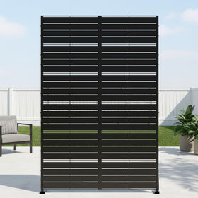 Casaphoria metal privacy screen outdoor, louvered black design for seclusion