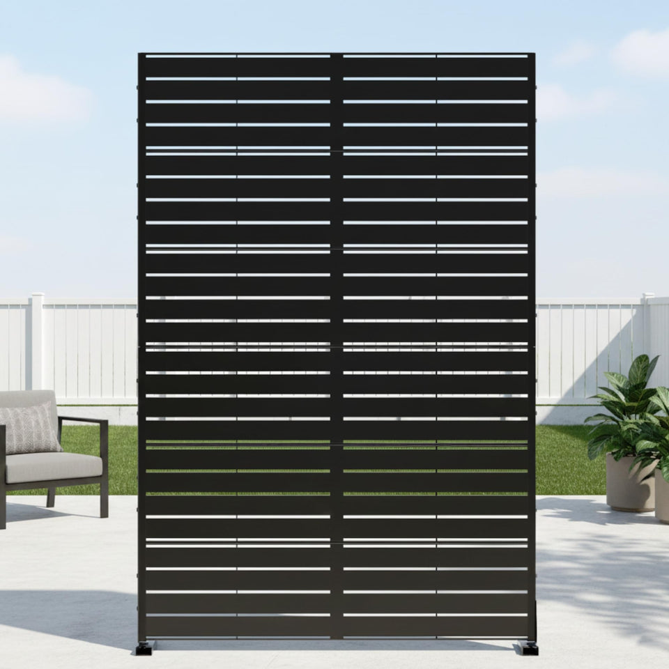Casaphoria metal privacy screen outdoor, louvered black design for seclusion