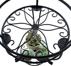 Casimr 2-tier plant stand flower-pattern decor accent