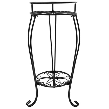 Casimr 2-Tier Plant Stand front view shows compact multi-pot display for indoors and outdoors