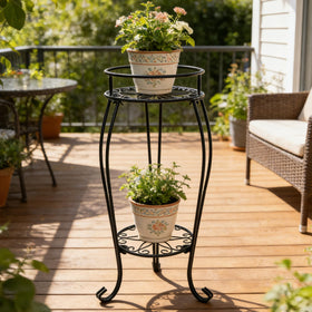Casimr 2-Tier Plant Stand outdoors-ready for garden or balcony