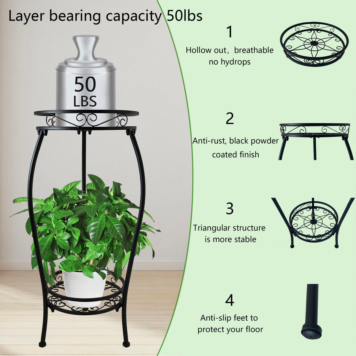 Casimr 2Pack plant stand bottom frame highlights larger base for stable outdoor or balcony use.