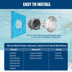 Bright cool-white glow enhances night pool ambience with energy efficiency