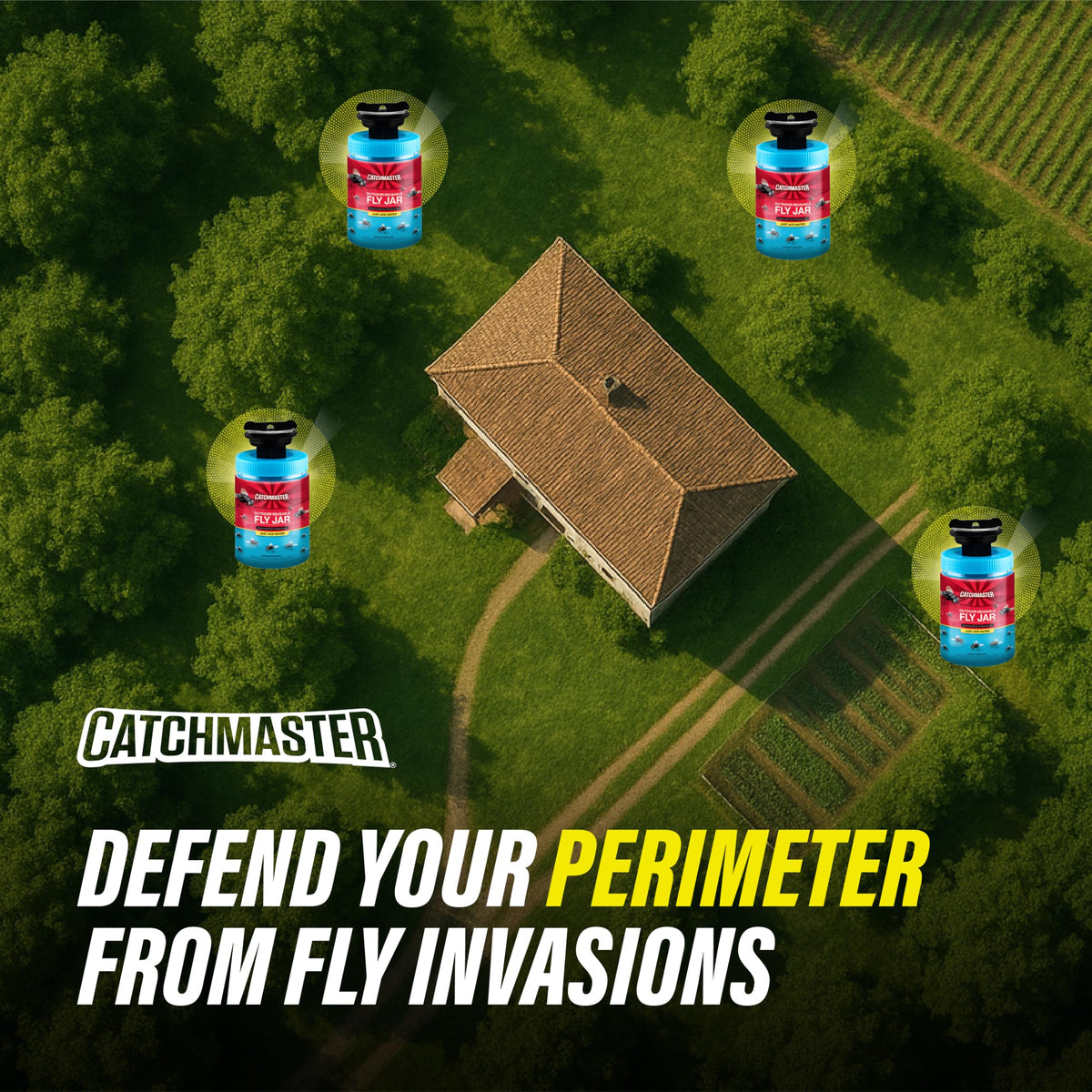 Catchmaster fly trap ready to hang in yard and patio.