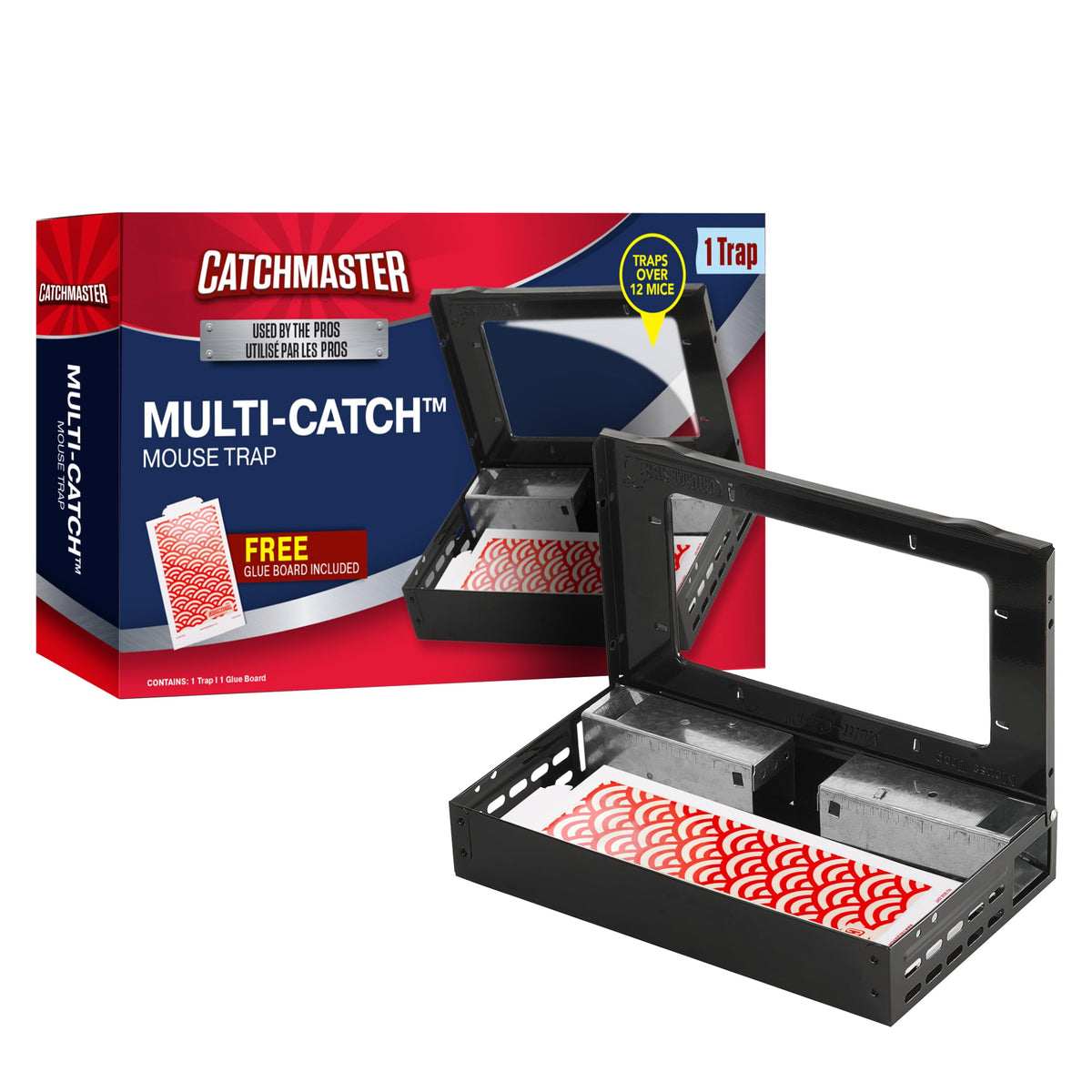 Catchmaster Multi-Catch mouse trap placed along baseboard for discreet indoor control.