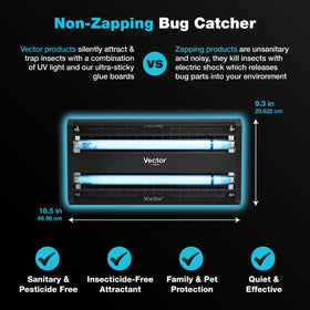 Catchmaster Vector 30 Black bulbs inside emphasize UV attractant for far-range insect capture.