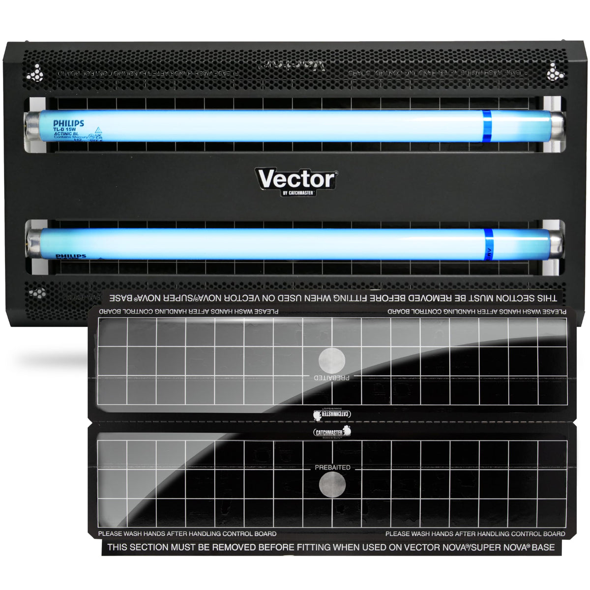 Catchmaster Vector 30 Black front view showing discreet indoor fly trap for kitchens.